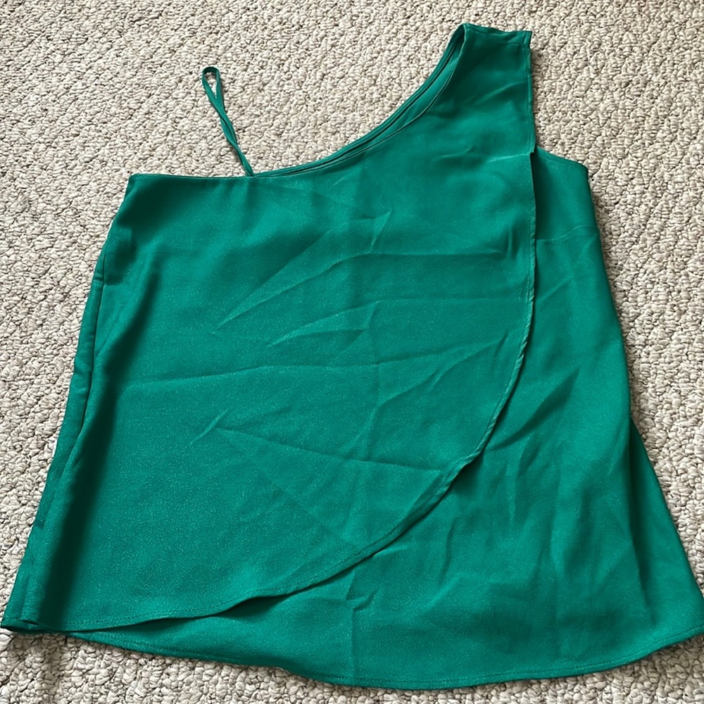 Emerald green asymmetrical top from Banana Republic.